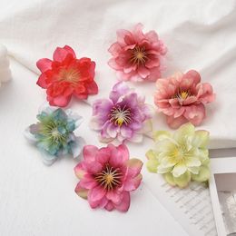 100 stks/partij 7.5 cm Kleur Kunstbloemen Hoofd Zijde Pioen Nep Bloem voor Bruiloft Muur Thuis DIY Decor Party Verjaardag scrapbooking Krans Accessoire 2243