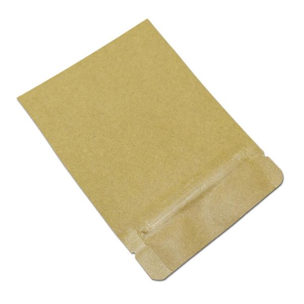 100pcs / lot 7x10cm papier kraft papier d'aluminium refermable sacs d'emballage de qualité alimentaire épicerie fermeture à glissière mylar artisanat papier alimentaire stockage284l