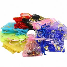 100pcs / lot Sacs-cadeaux de mariage Butterfly 7x9cm pour sacs à bijoux et emballage Sac à crampons à crampons Sac de stockage Scentrage F8MD #