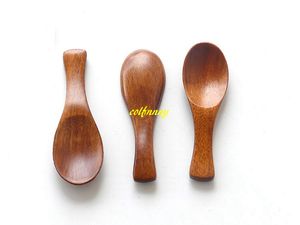 100 unids / lote 8 * 2.8 cm Mini Cuchara De Madera Cucharadita Condimento Utensilio Té Café Leche Cuchara Niños Helado Cuchara Vajilla Herramienta