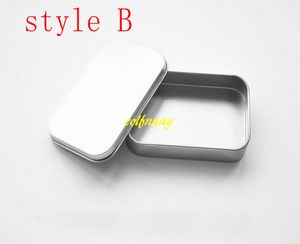 100 stks / partij 95 * 60 * 21mm Plain Silver Tin Box Rechthoek thee Candy Visitekaartje USB Opbergdoos Case