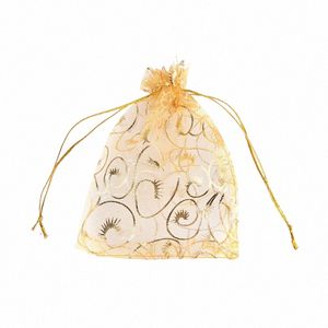 100pcs / lot 9x12cm Fi Organza Cordon Cadeau Sac Cadeau Pochettes Sac Jolis Sacs D'emballage De Bijoux En Gros S2ye #