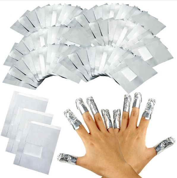 100 pièces/lot autocollants décalcomanies feuille d'aluminium Nail Art tremper acrylique Gel vernis à ongles enveloppes dissolvant outil de maquillage Carel