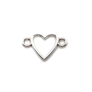 100 stks / partij Antiek Verzilverd Hart Link Connectoren Charms Hangers voor Sieraden Maken DIY Handgemaakte Craft 16x24mm