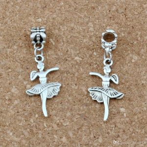 100 stks / partij Antiqued Silver Ballet Dancer Girl Dangles Charm Hanger voor Sieraden Maken Armband Ketting Bevindingen 14.5x39mm A-344A