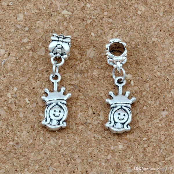 Colgante de encanto de la reina de la corona para el collar de la pulsera de joyas accesorios de bricolaje 9x31.5 mm de plata anticipada 100pcs A-347a