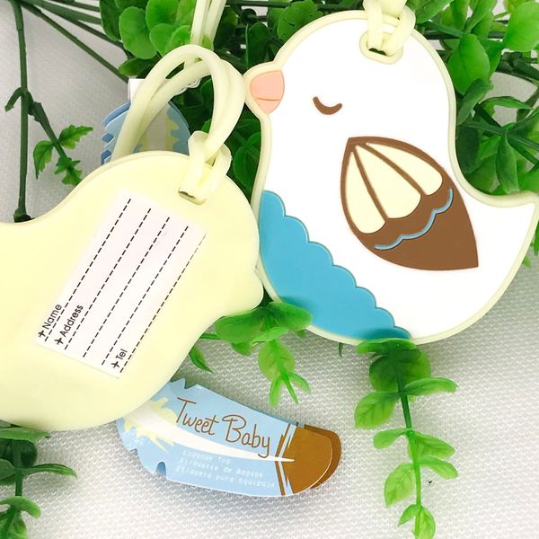 50 pièces bébé douche faveurs belle oiseau étiquette de bagage mariage en caoutchouc sac à main étiquettes anniversaire Souvenir voyage fête cadeaux pour invité