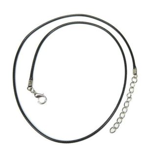 100 pcs/lot noir 1.5mm cire cuir collier perles cordon chaîne corde fil 45 cm chaîne d'extension avec fermoir mousqueton bricolage fabrication de bijoux 1757067