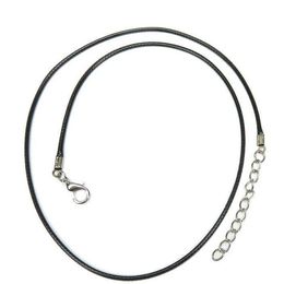 100pcs / lot noir 1 5mm cire cuir serpent collier perles cordon chaîne corde fil 45cm chaîne d'extension avec fermoir à homard bricolage bijoux302e