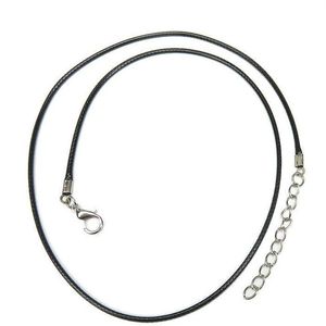 100pcs / lot Noir 1 5mm Cire Cuir Serpent Collier Perles Cordon Corde Corde Fil 45cm Chaîne D'extension avec Fermoir Homard DIY bijoux267x