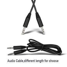 100 stks/partij Zwart Aux Kabel 50cm 70cm 100cm 3.5mm Stereo Jack Plug Male naar Male audio Kabels Voor Mobiele Telefoon MP3 Sliver Lood