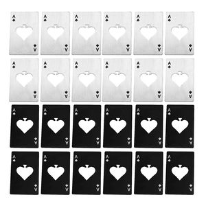 100 Pcs/Lot noir/argent Poker carte pique bière ouvre-bouteille personnalisé en acier inoxydable ouvre-bouteille barre outil