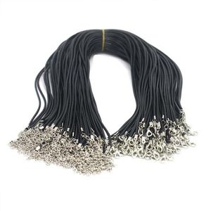100pcs / lot chaînes de serpent en cuir de cire noire collier pour femmes 18-24 pouces cordon chaîne corde chaîne de fil bricolage bijoux de mode Whole227H