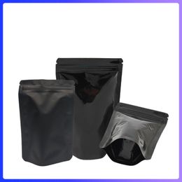 100pcs / lot Noir Zip Lock Paquet Sacs De Stockage De Papier D'aluminium Debout Fermeture À Glissière Joint Pochettes D'emballage Bonbons Et Chocolat Pochette D'emballage