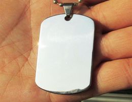 100pcs / lot Blanc En Acier Inoxydable Militaire Armée Dog Tags Miroir surface laser gravable Mode Hommes Pendants298a3091475