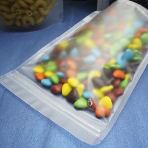 100 unids/lote bolsa de almacenamiento para conservar la frescura del pan, 14*20cm, bolsa de plástico transparente mate con cierre de cremallera, embalaje para pastel de taza doypack