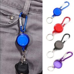 100pcs / lot Candy Colors Mulitifunctional Badge Reel Porte-clés rétractable Recoil Id Card Holder Porte-clés Porte-clés Steel Cord2224