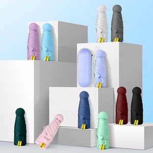 100-stcs/lot capsule zon paraplu vrouwelijke zonnebrandcrème UV Protection Sunshade Sunshine Rain Parbrella Dual-gebruik Mini vijfvoudig Ultra-licht compact draagbaar