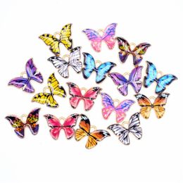 100 pcs Lot Charmes Coloré Papillon Charmes Pendentif 21 15 MM Émail Animal Charme Fit Pour DIY Artisanat Bijoux Making234M