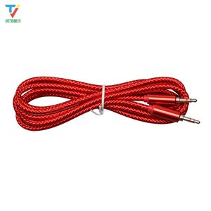 100 unids/lote China rojo estilo B cable de Audio 3,5 jack a jack aux cable 2m auriculares altavoz AUX Cable para iphone coche MP3