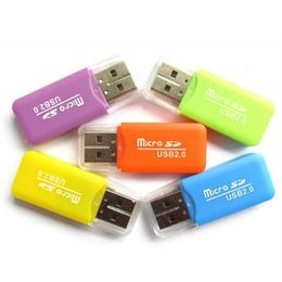 100pcs / lot coloré 2 0 usb haute vitesse sd tf t-flash adaptateur de lecteur de carte mémoire pour computer269i