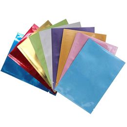 100pcs / lot coloré sac de papier d'aluminium en plastique ouvert haut plat poche recyclable sacs d'emballage de stockage pour les cosmétiques alimentaires