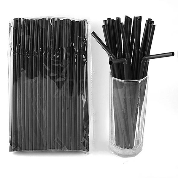 100 Pcs/lot pailles à boire en plastique jetables colorées longues pailles flexibles pour la cuisine créative de fête d'anniversaire de mariage