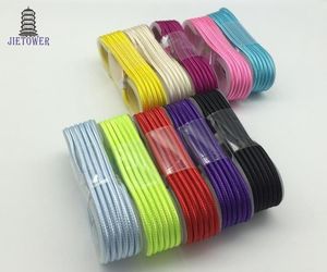 100 stks / partij Kleurrijke Type-C / Micro USB 1.5m Pack Nylon Touw Gevlochten oplader oplaadkabel voor Samsung Huawei Letv voor Android