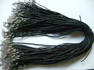 100 -stcs/lot katoen zwart leer koord wax touw ketting hangend met kreeft sluitd doe -het -zelf ketting sieraden maken 1,5 mm groothandelsprijs