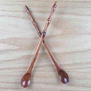 Cuillère à café créative à Long manche, 100 pièces/lot, petite cuillère à mélanger japonaise en bois pour poudre et miel, jolie cuillère créative en bois