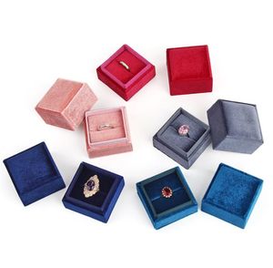 100 unids/lote caja de joyería de pana cuadrada creativa cajas colgantes de anillo collar de terciopelo anillos caja de regalo de almacenamiento al por mayor SN2601