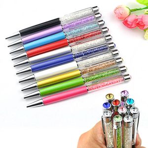 100 stks/partij Kristal Metalen Rollerball Balpen Top Grote Diamant Reclame Briefpapier Mooi Cadeau Gepersonaliseerde Custom Logo