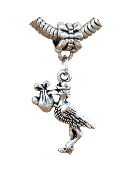 100 pièces balancent cigogne bébé enceinte attendant breloques pendentifs pour la fabrication de bijoux Bracelet collier bricolage accessoires 17x35mm A-255a