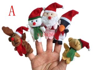 100 stks / partij DHL Gratis Verzending 7cm Mini Size Merry Christmas Finger Puppet Santa Claus Snowman Bear Knuffels