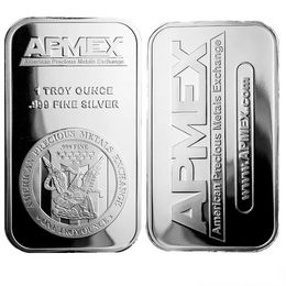 100 stcs/lot DHL Amerikaanse edelmetalen Exchange Apmex 1 oz Silver Bar No Magnetic U0304