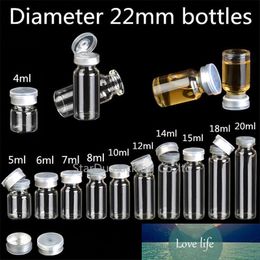 El envío libre 100pcs / lot de 22 mm de diámetro 4 ml 10 ml 15 ml 20 ml Borrar inyección Vial de vidrio con tapa con lengüeta, 1/3 oz botellas de cristal