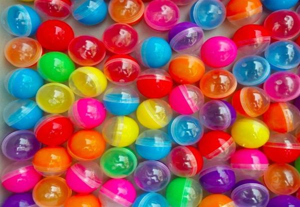 Capsules de jouets vides en plastique, diamètre 32mm, LOT de 100 pièces, boule de coquille d'œuf pour distributeur automatique, couleurs mélangées232m9096844