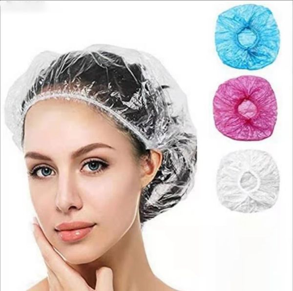 100 pcs/lot bonnets de douche jetables clair Spa Salon de coiffure hôtel unique bain élastique chapeaux de douche produits de salle de bain Bonnet de bain
