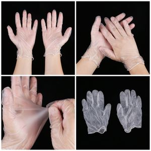 100 stks / partij Dispileer transparante handschoenen PVC Oil-proof Hoofddeksels Huishoudelijke Universele Reinigingshandschoenen Milieubescherming Handschoenen T3I5706