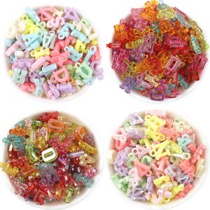 100 pcs/lot bricolage Trnasparent Alphabet perle en vrac pour bijoux Bracelets collier anneau de cheveux faisant des accessoires artisanat acrylique enfants à la main lettre perles pendentif