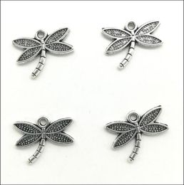 100 stcs Lot Dragonfly Alloy Charms Hangers Retro -sieraden maken DIY Keychain oude zilveren hanger voor armband oorbellen 14x18M5517766