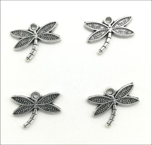 100pcs lote Lot de aleación Dragonfly Charms Pendants Retro Jewelry haciendo Keychain de bricolaje Antiguo colgante de plata para pendientes de pulsera 14x18m1451135