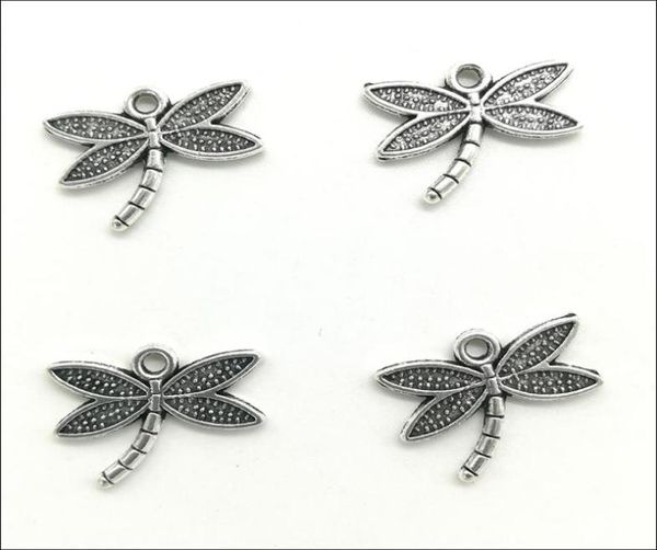 100pcs lote Lot de aleación Dragonfly Charms Pendants Retro Jewelry haciendo Keychain de bricolaje Antiguo colgante de plata para pendientes de pulsera 14x18m5177529