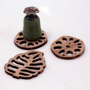 100pcs / lot Ebony Sandalwood Placemat Creative Lotus Root Root Coaster Isolation Pad Kung Fu Tea Coaster Home Kitchen Placemat