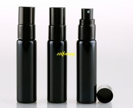 100 stks / partij Snelle verzending 10ml Black UV Glas parfumfles met zwarte spuit Lege cosmetische parfumfum voor reiziger