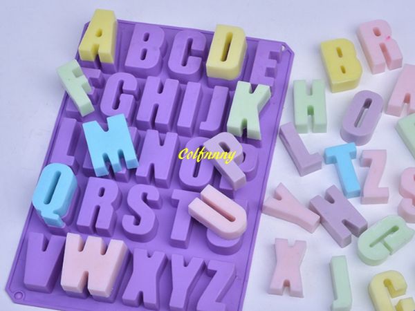 Moule à savon en Silicone avec lettres de l'alphabet, livraison rapide, 100 pièces/lot, pour gâteaux, cupcakes, ustensiles de cuisson, décoration de savon au chocolat