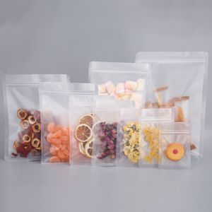 100 unids/lote bolsa de sellado esmerilado bolsas de embalaje de alimentos bolsa de fondo plano con cremallera reutilizable para aperitivos