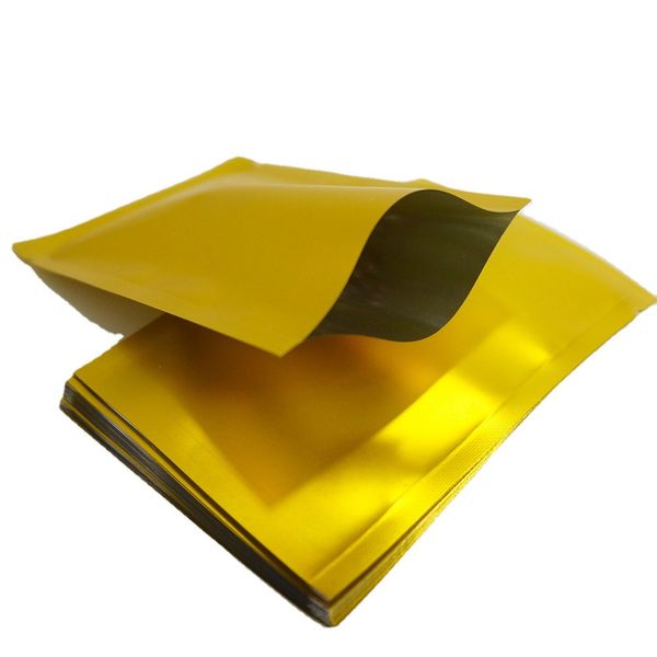 100 pcs/lot couleur dorée Top sacs ouverts sac de papier d'aluminium thermoscellé pour emballage de poche alimentaire
