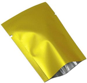 100 stks/partij Gouden Matte Heat Seal Aluminiumfolie Thee Moer Snoep Vacuümzak Pouch Open Top Mylar Voor Party Pakket Pocket Gratis verzending