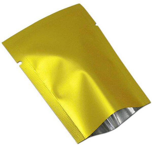 100 pièces/lot, feuille d'aluminium thermoscellable dorée mate, sac sous vide pour bonbons, noix de thé, pochette ouverte en Mylar pour emballage de fête, livraison gratuite